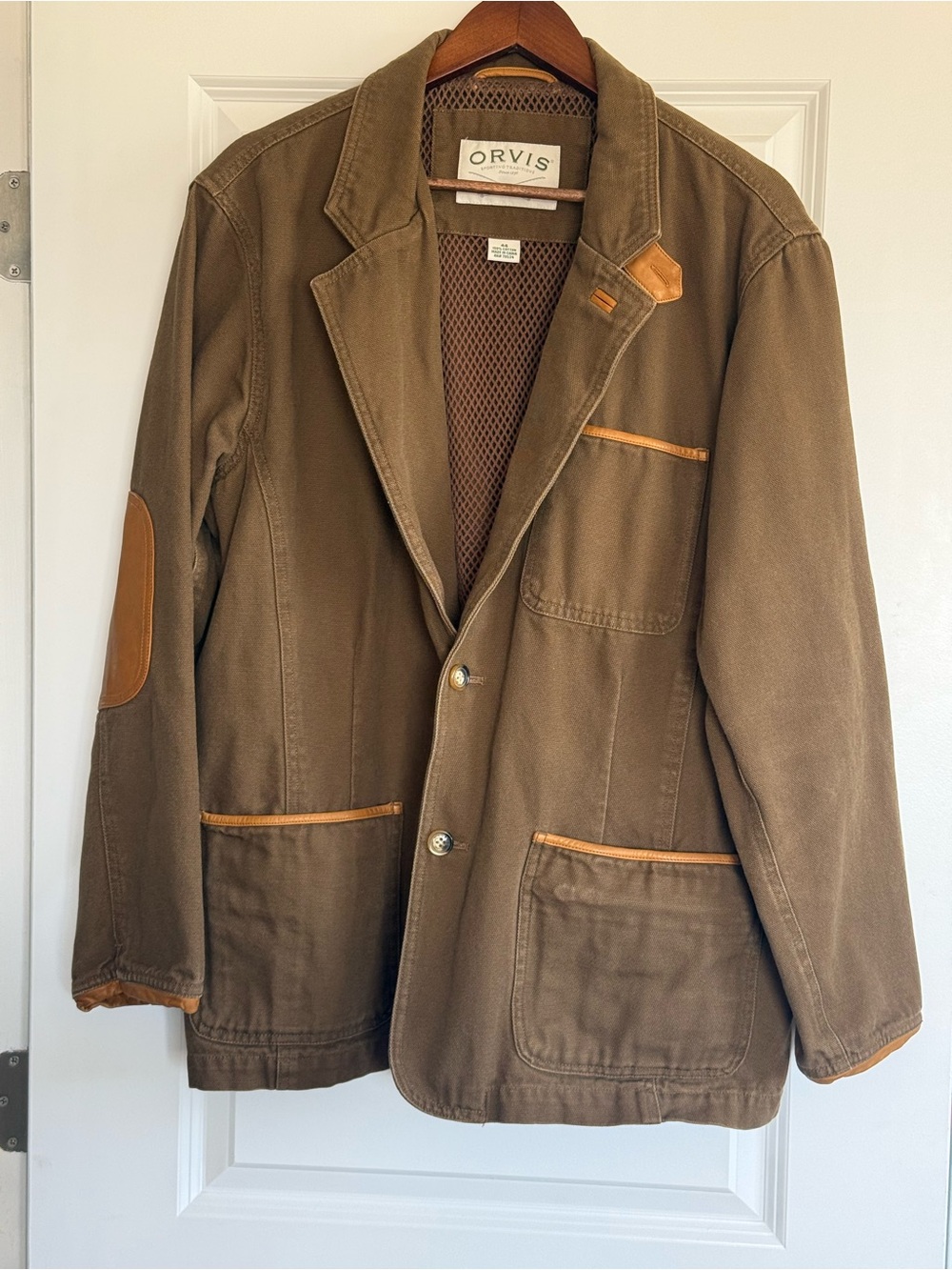 Orvis Brown Canvas Field Jacket with Tan Leather Trim